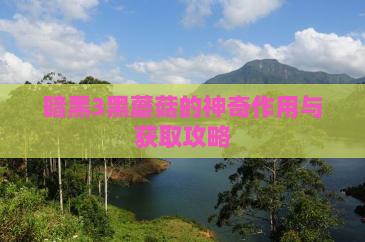 暗黑3黑蘑菇的神奇作用与获取攻略